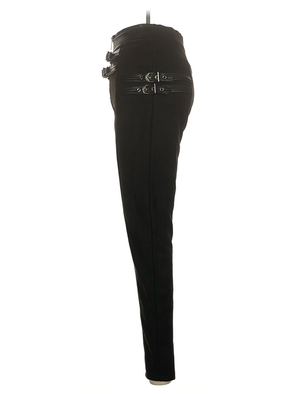 Black High-Waist Tailored Pants with Buckle Details - Picture 4 of 16